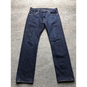 Levis 501 Jeans Mens 34x31 (34x32) Blue Straight Leg Button Fly Denim Pants